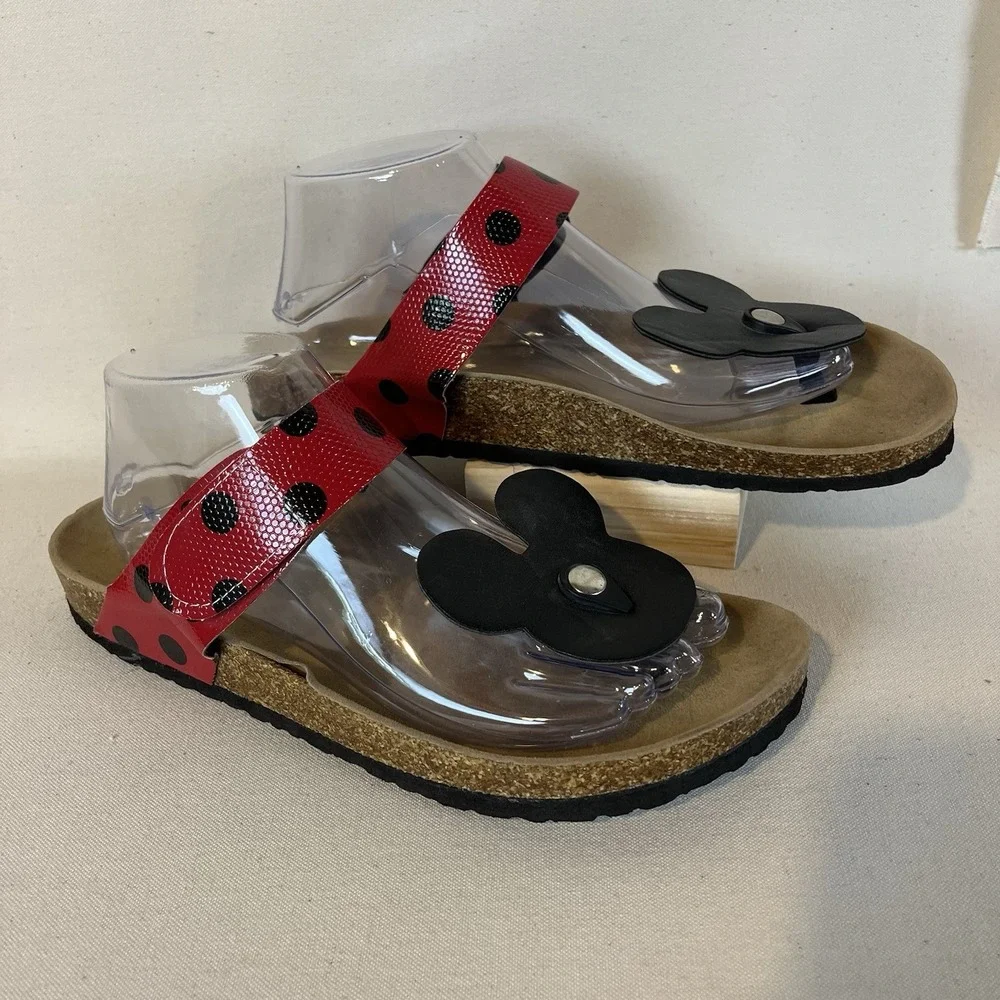 Mickey Minnie‎ Thong Sandals Cork 10.5 Adjustable